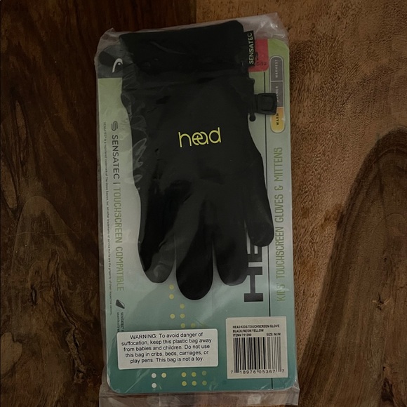 Head Black Sensatec Gloves, kids’ size M. - Picture 1 of 3